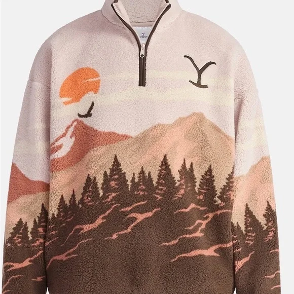 BRAND NEW Yellowstone Men's Faux Shearling Quarter-Zip Jacket - Picture 5 of 7